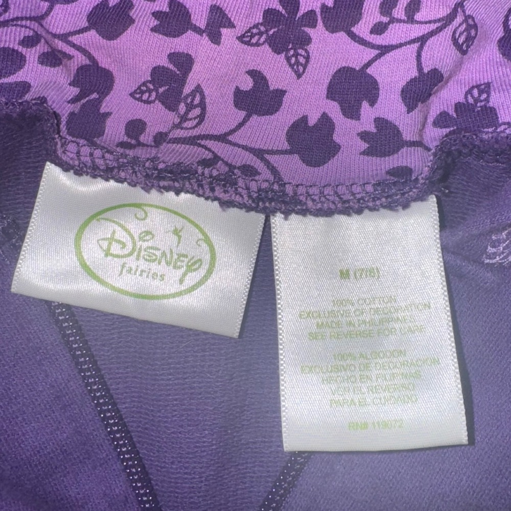 VINTAGE Disney Fairies Tinkerbell Zip Up Hoodie Purple Girls Kids Medium M (7/8) - Picture 3 of 5